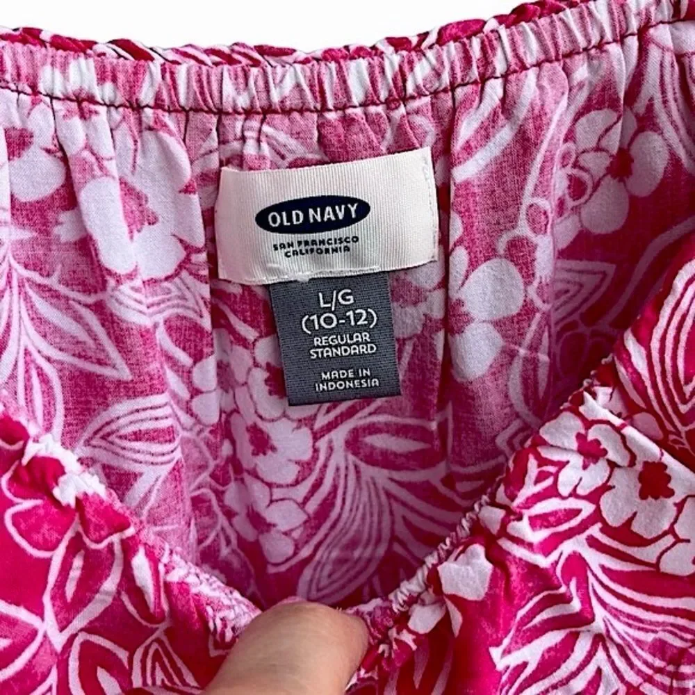 Old Navy Off-Shoulder Dress Girls L(10-12) Pink & White Floral